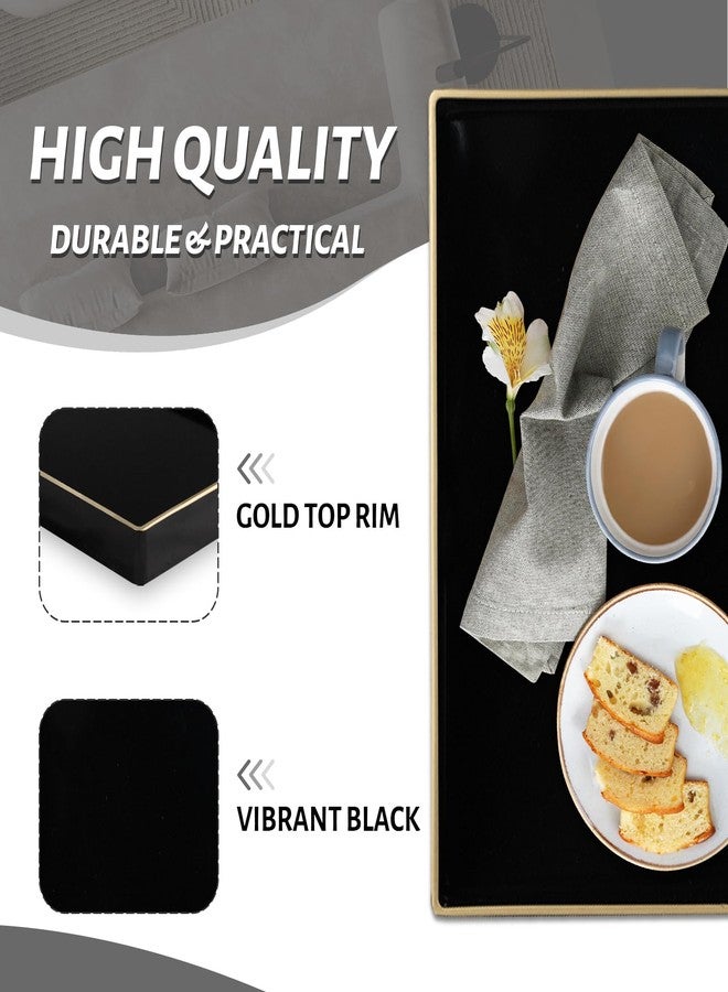 MAONAME Decorative Tray, Black Serving Tray with Handles, Coffee Table Trays, Square Plastic Trays for Ottoman, Bathroom, Kitchen, 13"x13"x1.57" - Image 4